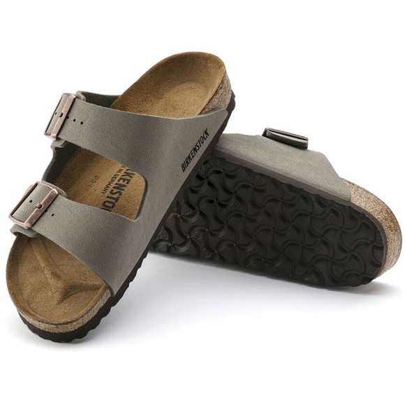 Birkenstock Shoes - Birkenstock New Taupe Sandals with Copper Buckles